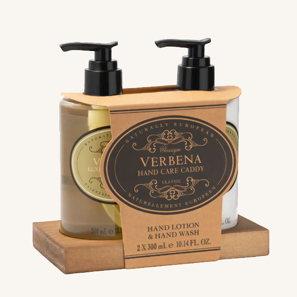 Naturally European Hand Care Caddy Hand Wash & Hand Lotion with Wooden Plinth 300 ml